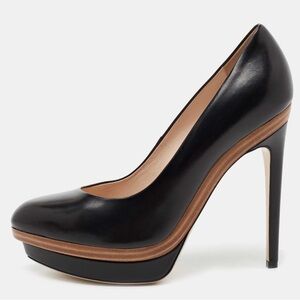 FENDI - Pristine! Black Leather Platform Pumps NEVER WORN! EU Size 39 (US 8.5)